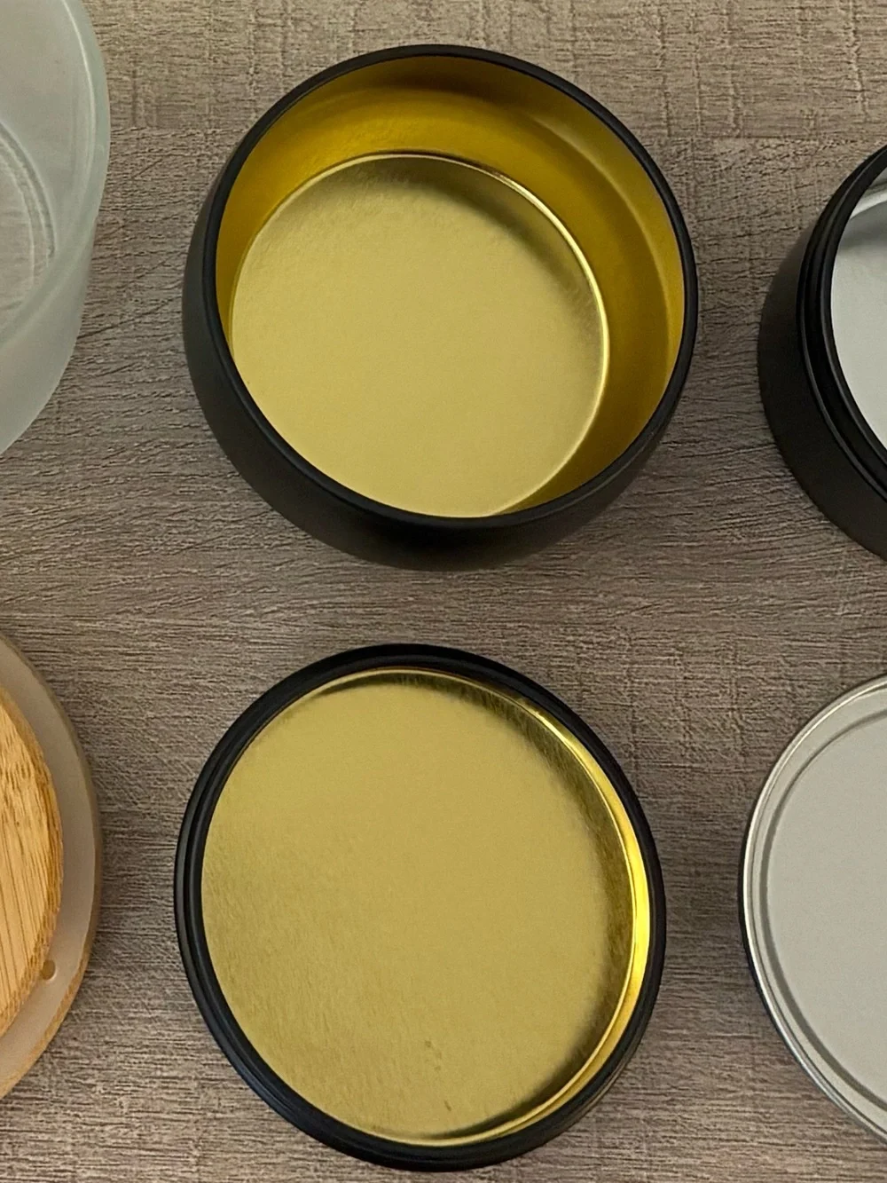 Candle Tins, Matte Black and Gold, 4 oz, Pack of 24